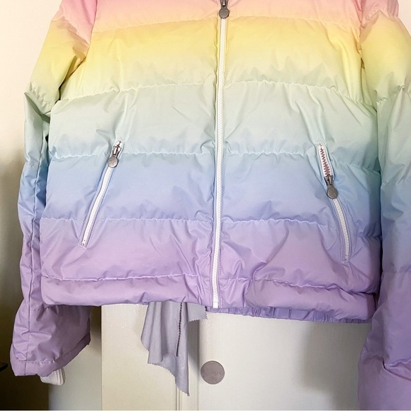 Perfect Moment Jacket Polar Flare Hooded Ombre Quilted Ski Pastel Rainbow XL GUC - Picture 3 of 15
